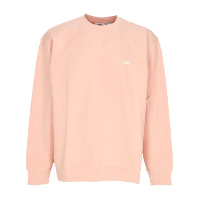 Obey Men's Lightweight Crewneck Sweatshirt Bold Box Fit Premium Crew Fleece Peach Parfait