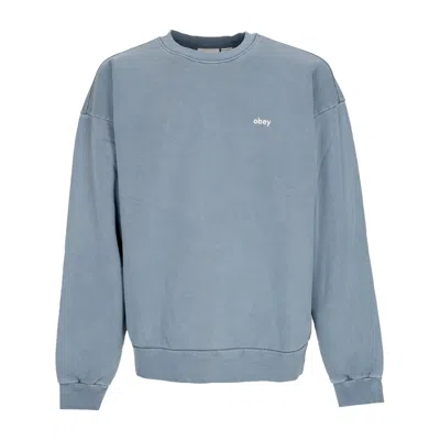 Obey Men's Lightweight Crewneck Sweatshirt Lowercase Pigment Crew Fleece Pigment Coronet Blue