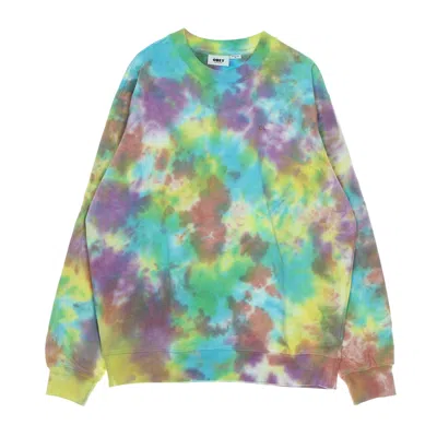 Obey Men's Lightweight Crewneck Sweatshirt Mini Bold Recycled Tie Dye Crew Specialty Fleece A.i. Aqua Mul In A.i. Aqua Multi