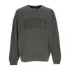 Obey Men's Lightweight Crewneck Sweatshirt Pigment Collegiate Extra Heavy Crew Fleece Pigment Pirate Blac In Pigment Pirate Black