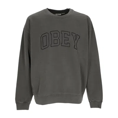 Obey Men's Lightweight Crewneck Sweatshirt Pigment Collegiate Extra Heavy Crew Fleece Pigment Pirate Blac In Pigment Pirate Black