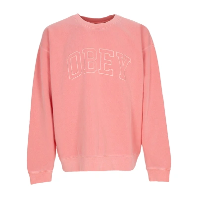 Obey Men's Lightweight Crewneck Sweatshirt Pigment Collegiate Extra Heavy Crew Fleece Pigment Shell Pink