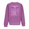 Obey Men's Lightweight Crewneck Sweatshirt Pigment Eyes Icon Extra Heavy Crew Pigment Dewberry In Pigment Dewberry