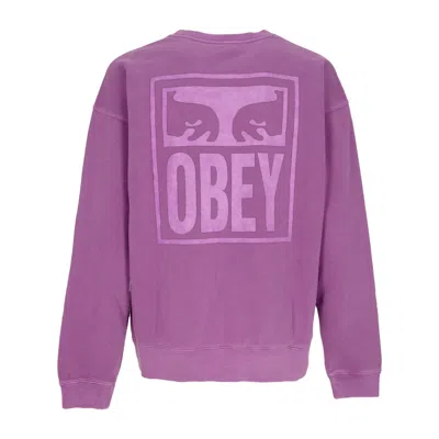 Obey Men's Lightweight Crewneck Sweatshirt Pigment Eyes Icon Extra Heavy Crew Pigment Dewberry