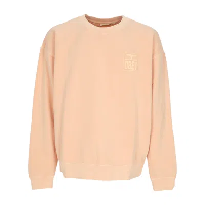 Obey Men's Lightweight Crewneck Sweatshirt Pigment Eyes Icon Extra Heavy Crew Pigment Peach Parfait