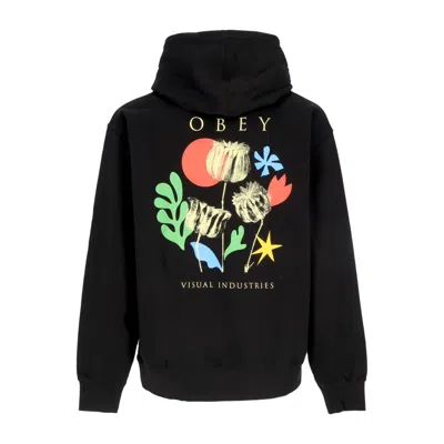 Obey Men's Lightweight Hooded Sweatshirt Flowers Papers Scissors Hoodie Fleece Black