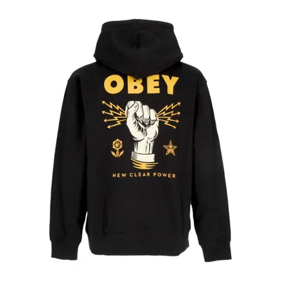 Obey Men's Lightweight Hooded Sweatshirt New Clear Power Hoodie Fleece Black