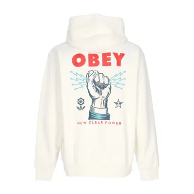 Obey Men's Lightweight Hooded Sweatshirt New Clear Power Hoodie Fleece Unbleached