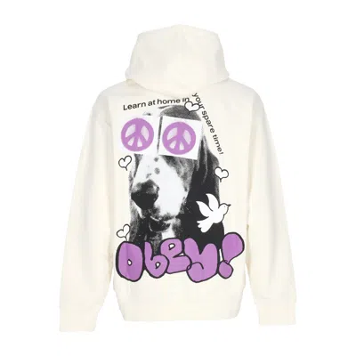 Obey Men's Lightweight Hooded Sweatshirt Peace Eyes Box Fit Premium Hoodie Unbleached