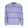 Obey Men's Long Sleeve Polo Complete Polo Sweatshirt Specialty Fleece Digital Violet Multi In Digital Violet Multi