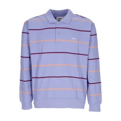 Obey Men's Long Sleeve Polo Complete Polo Sweatshirt Specialty Fleece Digital Violet Multi