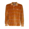 Obey Men's Long Sleeve Polo Fete Velor Stripe Polo L/s Brown Sugar Multi In Brown Sugar Multi