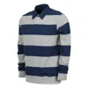 Obey Men's Long Sleeve Polo Shirt "edinburgh Rugby" Heathergrey/blue In Gray