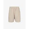 OBEY OBEY MEN'S OATMEAL EASY RELAXED BRAND-PATCH LINEN-BLEND SHORTS