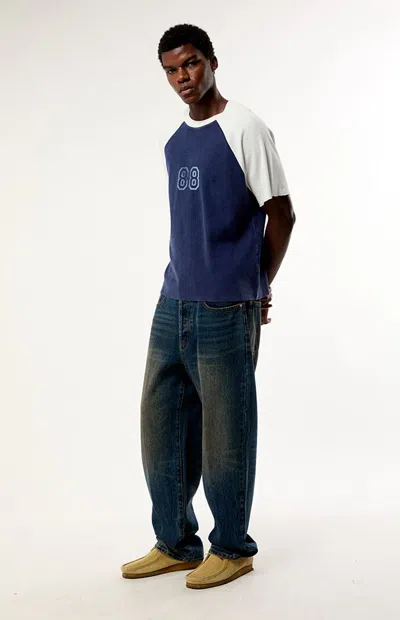Obey Men's Oil Stained Classic Baggy Jeans In Black/med Indigo
