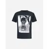 OBEY OBEY MENS PIGMENT VINTAGE BLACK HERE LIES EARTH GRAPHIC-PRINT COTTON-JERSEY T-SHIRT