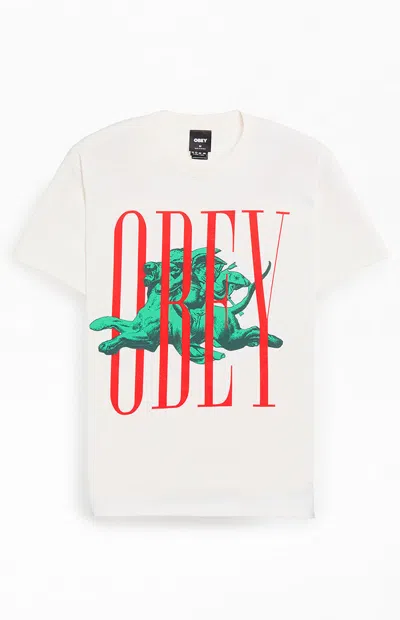 Obey Men's Pillars Logo T-shirt In Off White