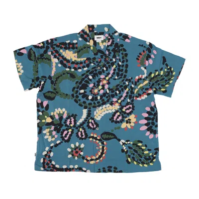 Obey Men's Short Sleeve Shirt Paisley Dots Woven Shirt Dragon Fly Multi