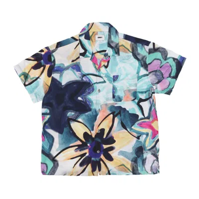 Obey Men's Short Sleeve Shirt Requiem Woven Shirt Strong Blue Multi