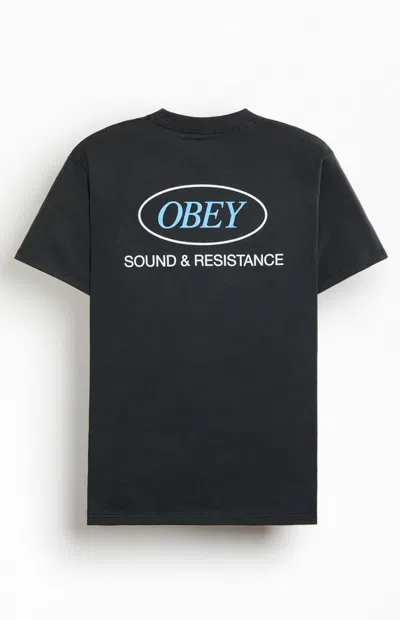 Obey Men's Sound Oval T-shirt In Vintage Black