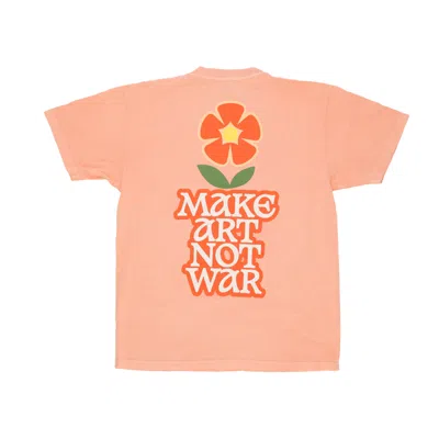 Obey Men's T-shirt Make Art Not War Flower Pigment Tee Pigment Peach Parfait In Pink