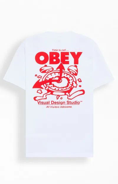 Obey Men's Time To Call T-shirt In White