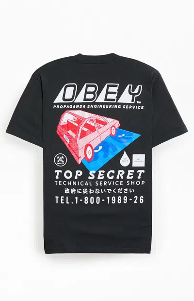 Obey Men's Top Secret T-shirt In Washed Black