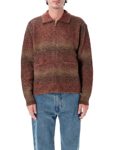 Obey Men's Zip-front Knit Cardigan In Brown Multi