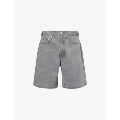 Obey Mens Black Bigwig Baggy Denim Shorts In Gray