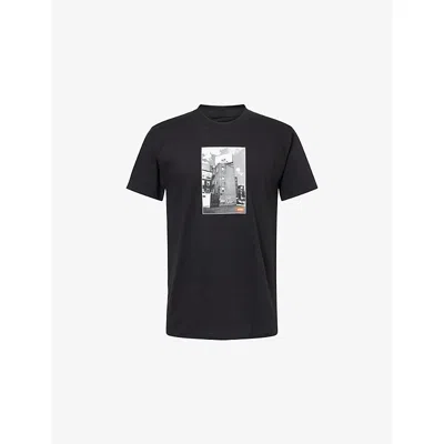 Obey Mens Black Boston Billboard Graphic Cotton-jersey T-shirt