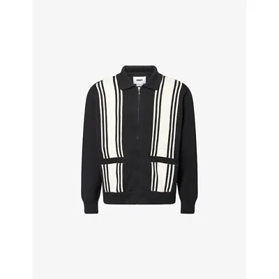 Obey Mens Black Matt Zip-up Cotton-blend Cardigan Xl