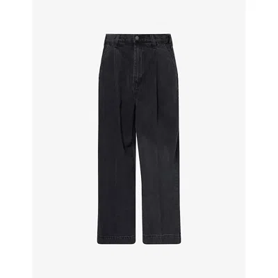 Obey Mens Oliver Wide-leg Denim Trousers Black