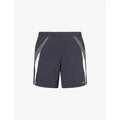Obey Mens Black Onset Contrast-stripe Woven Shorts Xl In Blue