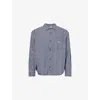Obey Mens Navy Mutli Check-pattern Logo-embroidered Cotton Shirt In Blue