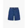 Obey Mens Stone Wash Indigo Easy Brand-patch Carpenter Denim Shorts