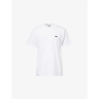 Obey Mens White Heat Map Graphic-print Cotton T-shirt