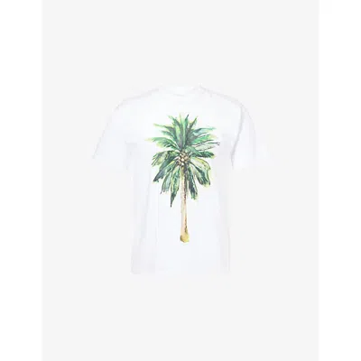 Obey Mens White Palm Graphic-print Cotton T-shirt Xl