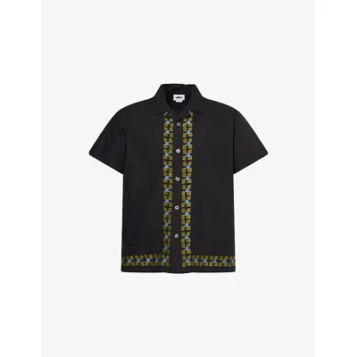 Obey Mens Ruben Embroidered Short-sleeve Cotton Shirt Black Multi