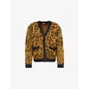 Obey Mens Patron Leopard-pattern Brushed Wool-blend Cardigan In Animal Print