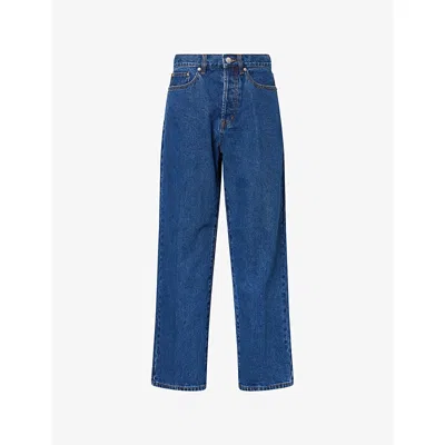 Obey Mens Rinse Indigo Classic Baggy Straight-leg Denim Jeans
