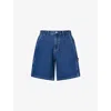 Obey Mens Bigwig Carpenter Baggy-fit Denim Short Stone Wash In Blue