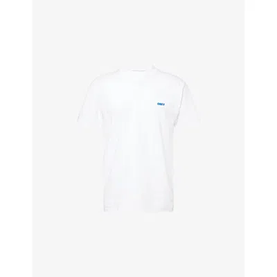 Obey Mens Graphic-print Regular-fit Cotton T-shirt White