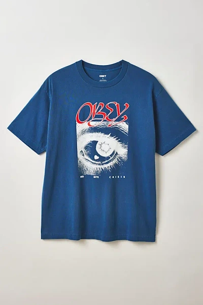 Obey Midnite Crisis Graphic Tee In Blue, Men's At Urban Outfitters