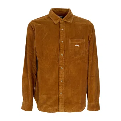 Obey Miles Men's Long Sleeve Shirt L/s Woven Catechu Wood
