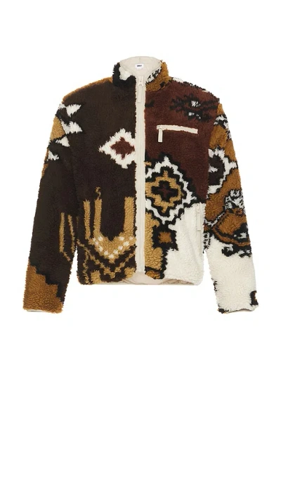 Obey Morrocan Rug Sherpa Jacket In Brown Multi