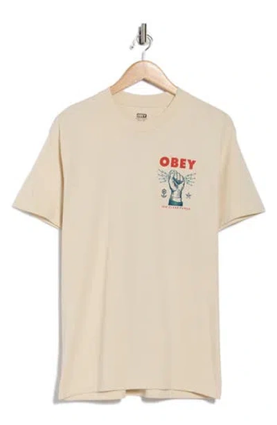 Obey New Clear Power Cotton Graphic T-shirt In Gold