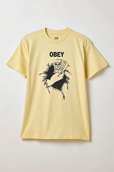 Obey Nothing Can Save You Graphic Tee In Yellow, Men's At Urban Outfitters