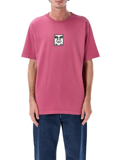 Obey Icon Face Pigment Dyed Heavyweight T-shirt In Pink