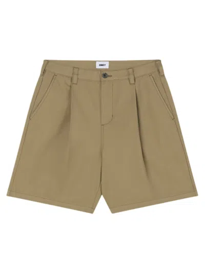 Obey Oliver Pleated Shorts Sartorial Wide Leg - Mermaid In Brown
