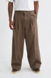 Obey Oliver Pleated Twill Pants In Brown